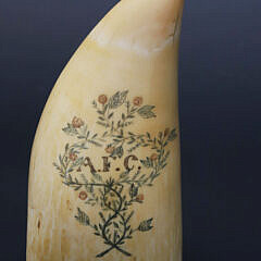 Polychrome Scrimshaw Whale Tooth, 19th Century