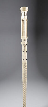 Whaler Made Capstan Pommel Grip Walking Stick, mid 19th Century