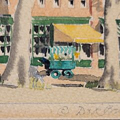Scarce Doris and Richard Beer Miniature Nantucket Watercolor “Corner Stores”
