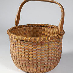 Sherwin Boyer Round Open Swing Handle Nantucket Basket, circa 1960