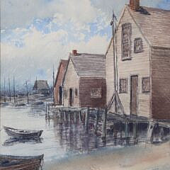 James Francis Barker Watercolor On Paper “North Wharf”