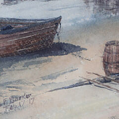 James Francis Barker Watercolor On Paper “North Wharf”