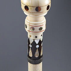 Whaler Made Ball Grip Walking Stick, mid 19th Century