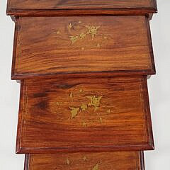 Four Nesting Tropical Wood Brass Inlaid Anglo Indian Side Tables