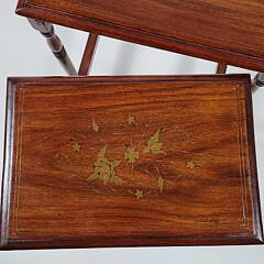 Four Nesting Tropical Wood Brass Inlaid Anglo Indian Side Tables