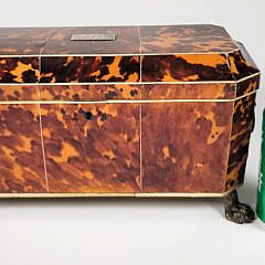 Fine English Regency Antique Tortoiseshell Tea Caddy, 19th Century