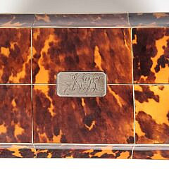 Fine English Regency Antique Tortoiseshell Tea Caddy, 19th Century
