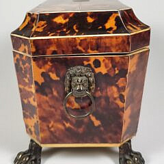 Fine English Regency Antique Tortoiseshell Tea Caddy, 19th Century