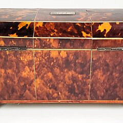 Fine English Regency Antique Tortoiseshell Tea Caddy, 19th Century