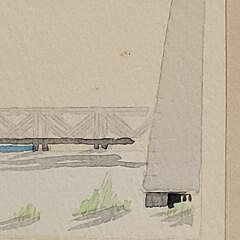 Scarce Doris and Richard Beer Miniature Nantucket Watercolor “Brant Point Light”
