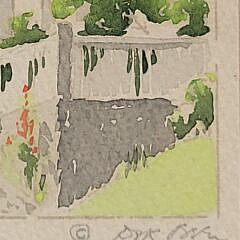 Scarce Doris and Richard Beer Miniature Nantucket Watercolor “Stone Alley”