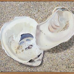 Carol Sims Acrylic On Canvas "Two Oyster Shells"