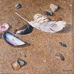 Carol Sims Acrylic On Canvas "Gull Feather", 20th Century