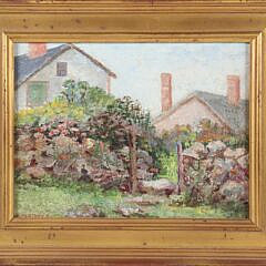 William Partridge Oil On Board, "New England Cottages"