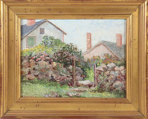 William Partridge Oil On Board, "New England Cottages"