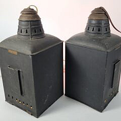 Pair of Large Antique Nautical Ship Port & Starboard Lantern Lights