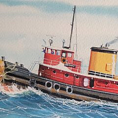 Steven Cryan Watercolor & Gouache Portrait of the Tugboat Norsman
