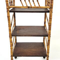 Fancy Antique 19th C.  Bamboo and Oak Etagere Bookshelf