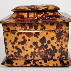 English Regency Antique Tortoiseshell Pagoda Tea Caddy, 19th Century