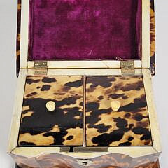 English Regency Antique Tortoiseshell Pagoda Tea Caddy, 19th Century
