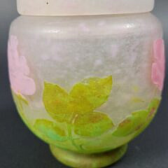 Daum Nancy Rose Decorated Covered Glass Vase Jar
