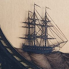 19th C. English Naval Reverse Painting on Glass Warship HMS Euryalus