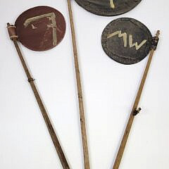 19th C. Sailor Made Oilcloth Whaling Fishing Marker Flags