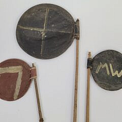 19th C. Sailor Made Oilcloth Whaling Fishing Marker Flags