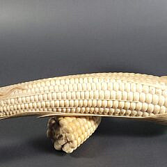Fine Antique Nakagawa Ryuei Large Sweet Corn Okimono Carving, late 19th century Meiji Resotration Era