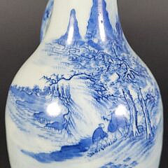 Antique Chinese Blue & White Porcelain Dragon Handle Bottle