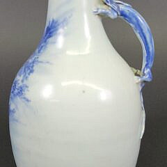 Antique Chinese Blue & White Porcelain Dragon Handle Bottle
