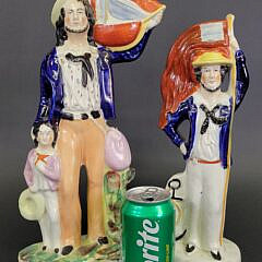 Two Large 19th C. English Staffordshire Sailor Figures