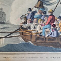 Four 1813 Matthew Dubourg Handcolored Whaling Scene Engravings