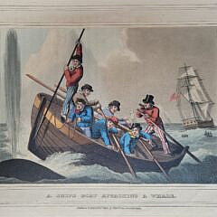 Four 1813 Matthew Dubourg Handcolored Whaling Scene Engravings