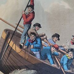 Four 1813 Matthew Dubourg Handcolored Whaling Scene Engravings