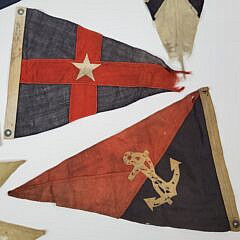 Six Vintage 1930s Yacht Club Burgee Flag Pennants