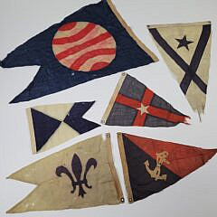 Six Vintage 1930s Yacht Club Burgee Flag Pennants