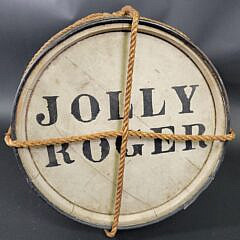 Vintage 1930s Hand Painted Jolly Roger Barrel