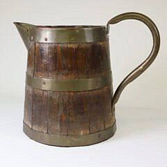 English Brass And Wood Pitcher, 19th Century