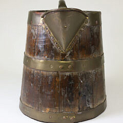 English Brass And Wood Pitcher, 19th Century