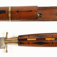 Faroe Islands Wood Knife with Steel Blade and Sheath, 19th Century