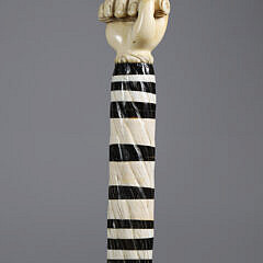 Whaler Made Clenched Fist Narwhal Walking Stick, early 19th Century