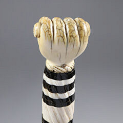 Whaler Made Clenched Fist Narwhal Walking Stick, early 19th Century