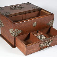 English Oak Mechanical Humidor Box, 19th Century
