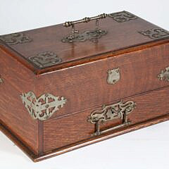 English Oak Mechanical Humidor Box, 19th Century