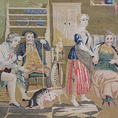 English Needlepoint Interior Picture, 19th Century