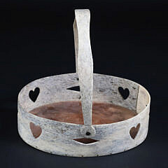 Whaler Made Whale Bone Swing Handle Basket, 19th Century
