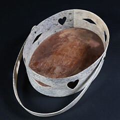 Whaler Made Whale Bone Swing Handle Basket, 19th Century