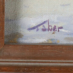 Gerald Taber Oil On Board “Foggy Nantucket Harbor”, 20th Century
