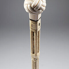 Whaler Made Turk’s Head Knob Grip Architectural Walking Stick, mid 19th Century